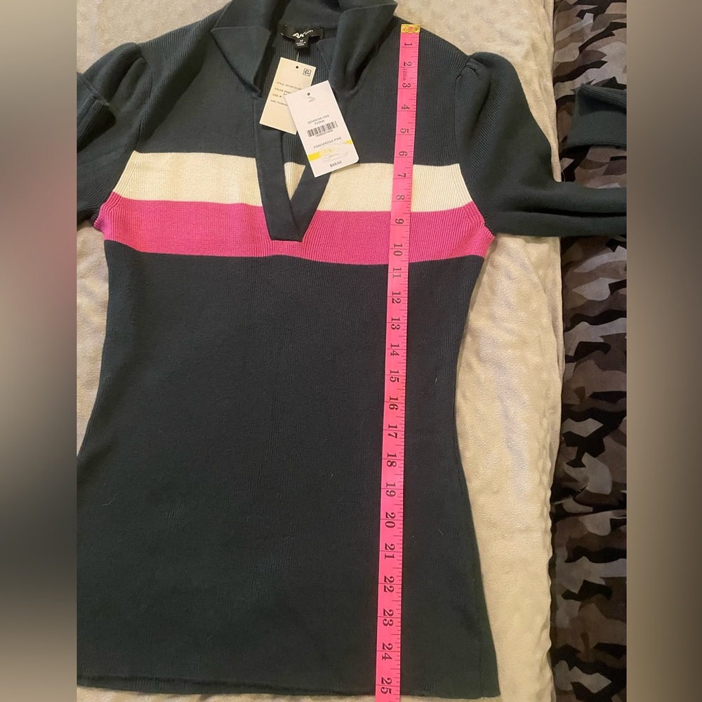 AK Sport size M dark green sweater with collar - Picture 4 of 6